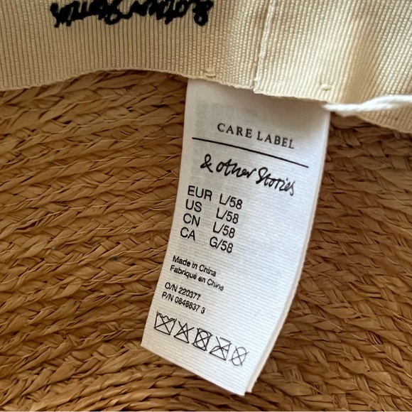 NEW & OTHER STORIES Grosgrain-Trimmed Straw Hat Tan Natural Black - Picture 9 of 11